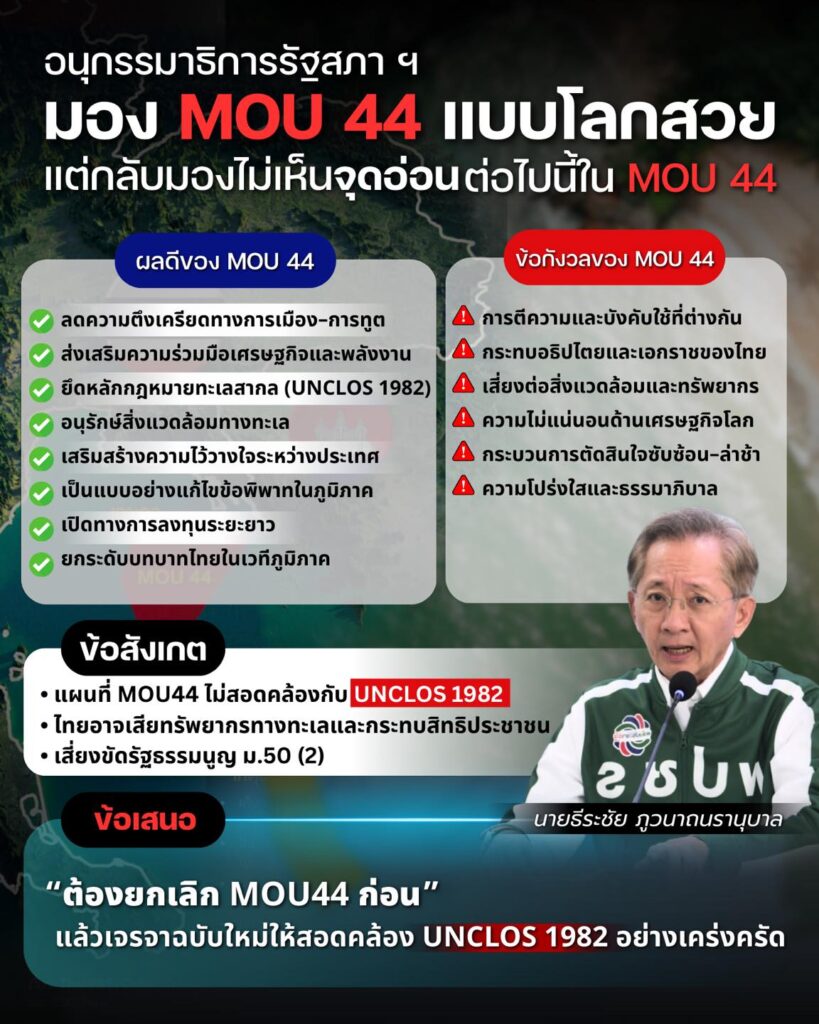 พลังประชารัฐย้ำชัด MOU44 ทำไทยเสียเปรียบ